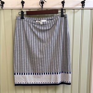 Max Studio Blue, Black and White Knee-Length Pencil Skirt